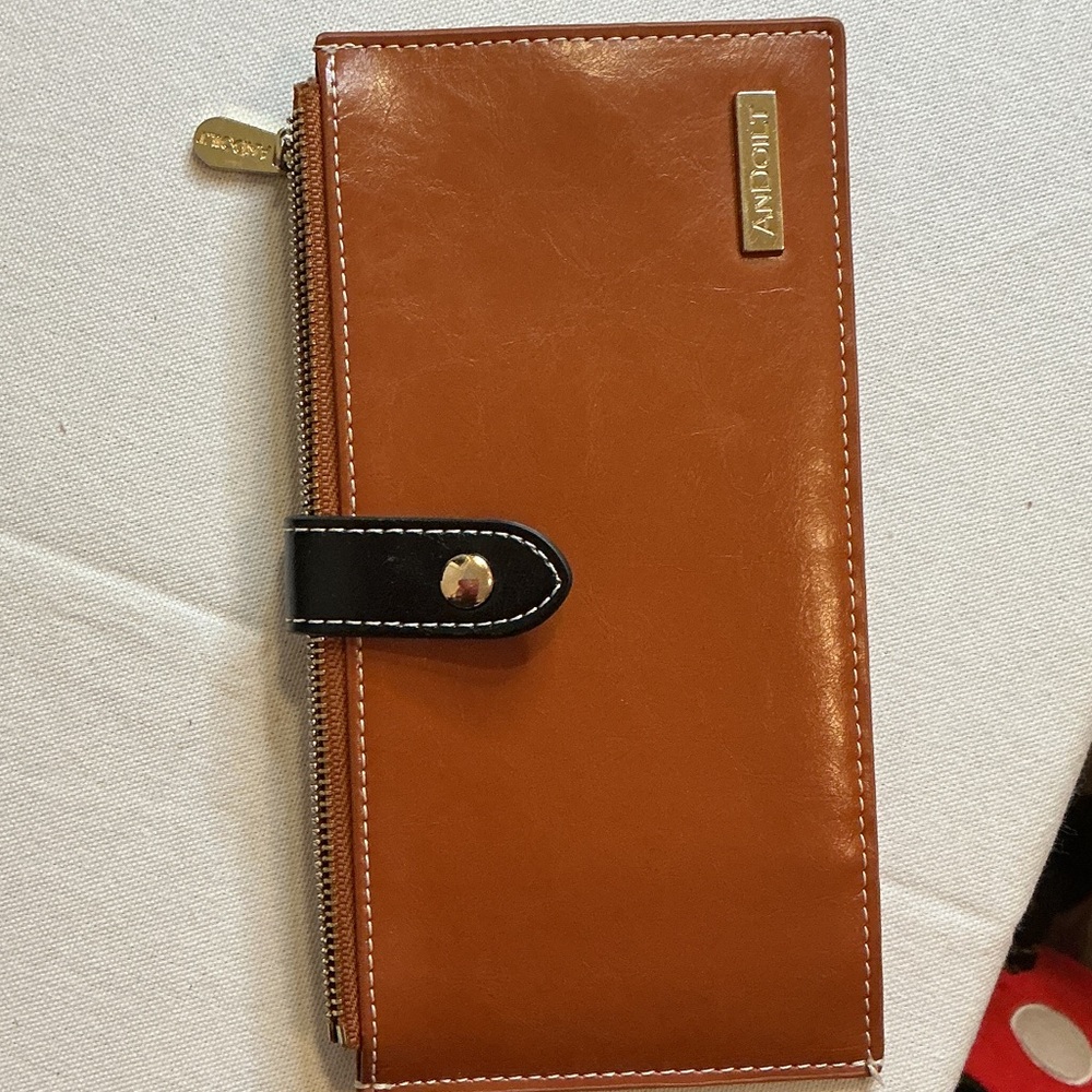 Brown Leather Wallet with Black Strap